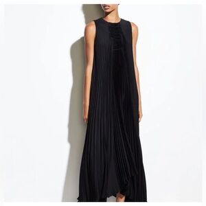 Vince Pleated Black Midi Dress
